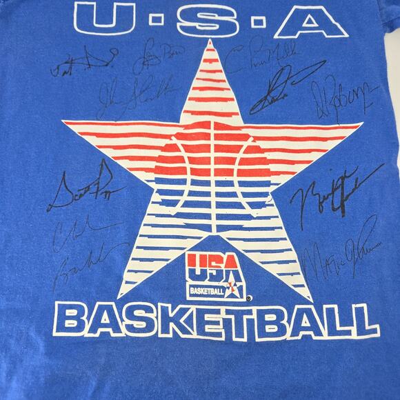 Vintage 1992 Olympic Team USA Basketball T-Shirt Youth Large Single Stitch Blue - Picture 5 of 13
